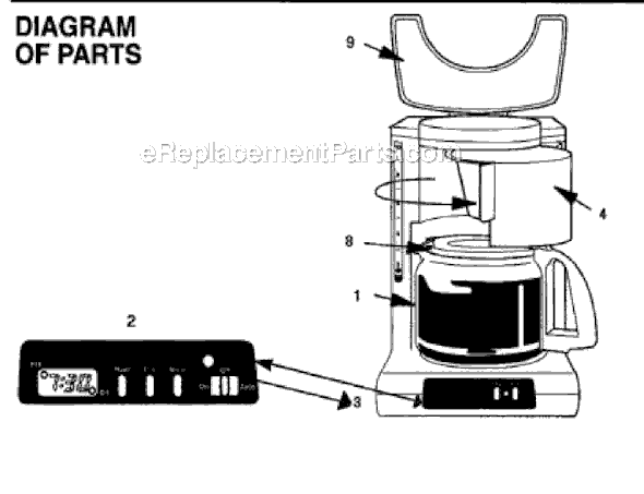 Page A Diagram and Parts List for ADX10  Mr Coffee Coffee Maker